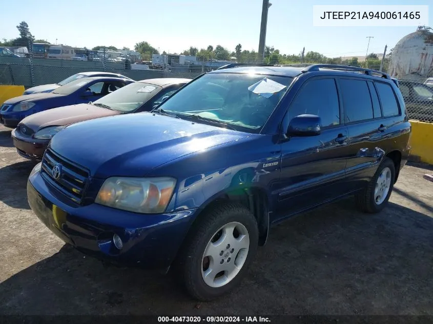 2004 Toyota Highlander VIN: JTEEP21A940061465 Lot: 40473020