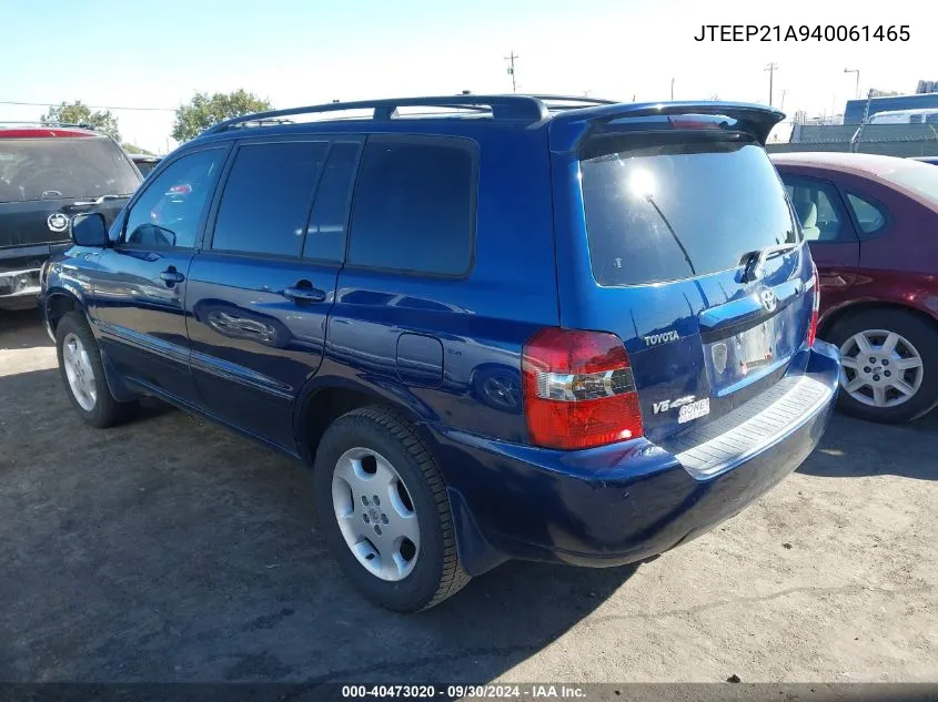 2004 Toyota Highlander VIN: JTEEP21A940061465 Lot: 40473020