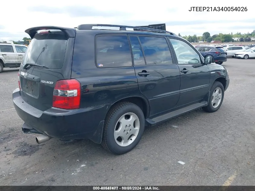 2004 Toyota Highlander Limited V6 VIN: JTEEP21A340054026 Lot: 40547477