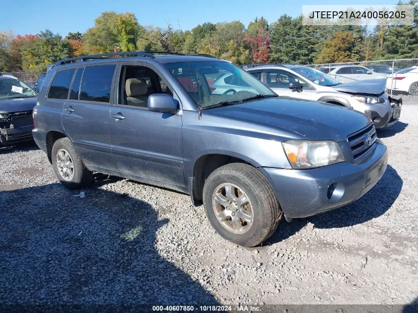 2004 Toyota Highlander V6 VIN: JTEEP21A240056205 Lot: 40607850