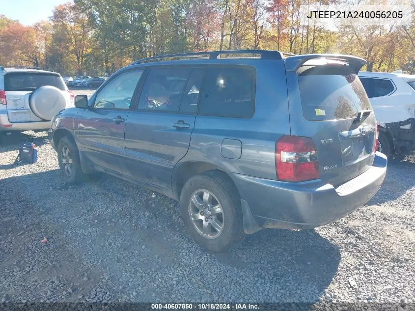 2004 Toyota Highlander V6 VIN: JTEEP21A240056205 Lot: 40607850