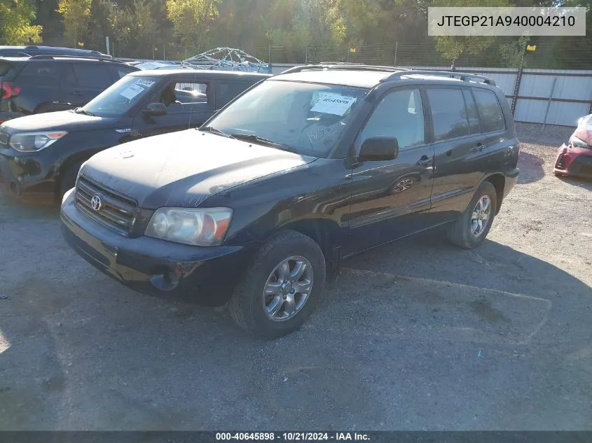 JTEGP21A940004210 2004 Toyota Highlander V6