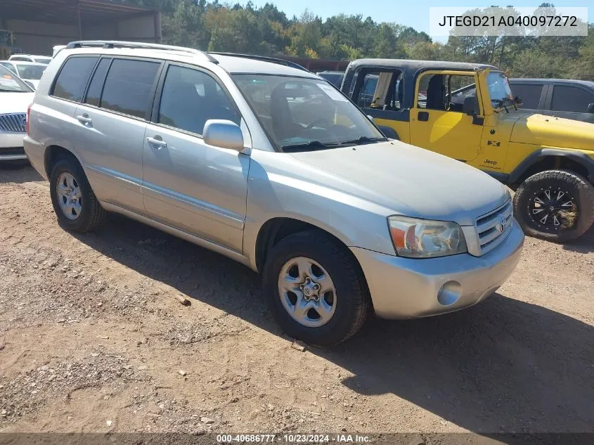 2004 Toyota Highlander VIN: JTEGD21A040097272 Lot: 40686777