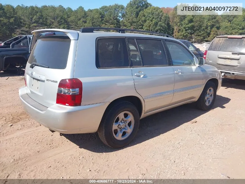 2004 Toyota Highlander VIN: JTEGD21A040097272 Lot: 40686777