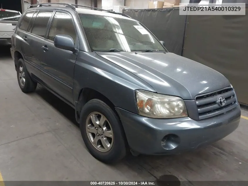 2004 Toyota Highlander V6 VIN: JTEDP21A540010329 Lot: 40720625