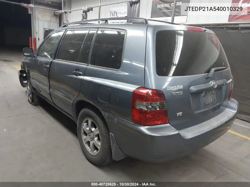 2004 Toyota Highlander V6 VIN: JTEDP21A540010329 Lot: 40720625