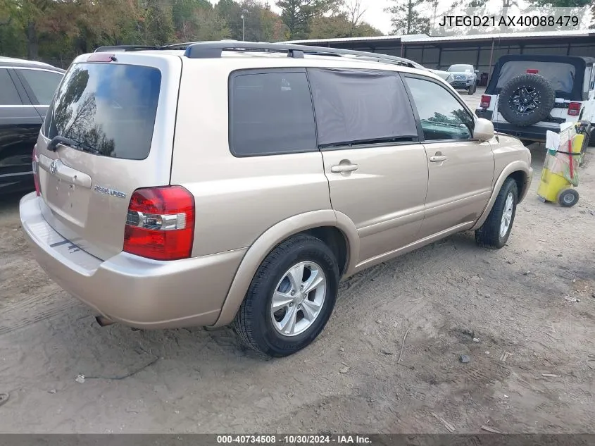 2004 Toyota Highlander VIN: JTEGD21AX40088479 Lot: 40734508