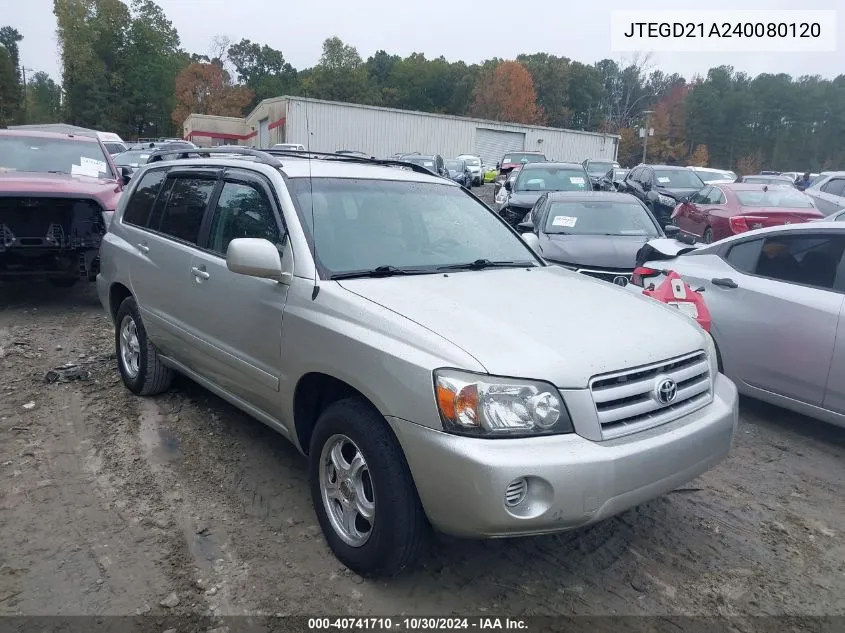 JTEGD21A240080120 2004 Toyota Highlander