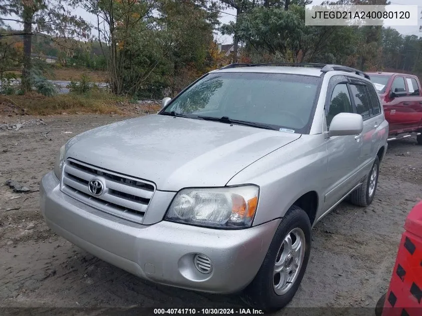 JTEGD21A240080120 2004 Toyota Highlander