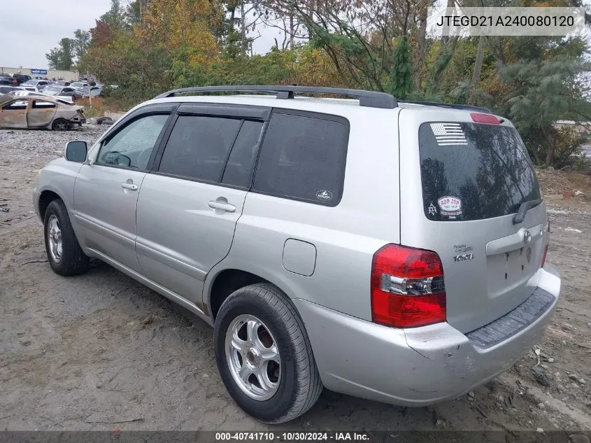 JTEGD21A240080120 2004 Toyota Highlander