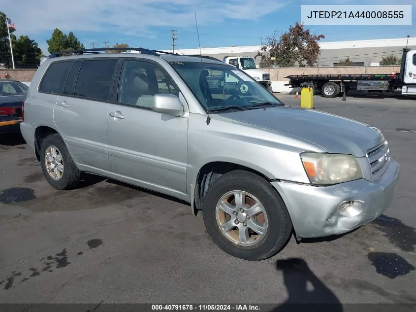 2004 Toyota Highlander V6 VIN: JTEDP21A440008555 Lot: 40791678