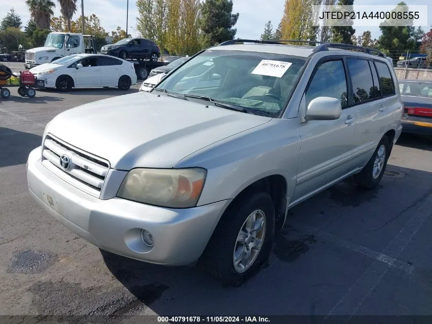 2004 Toyota Highlander V6 VIN: JTEDP21A440008555 Lot: 40791678