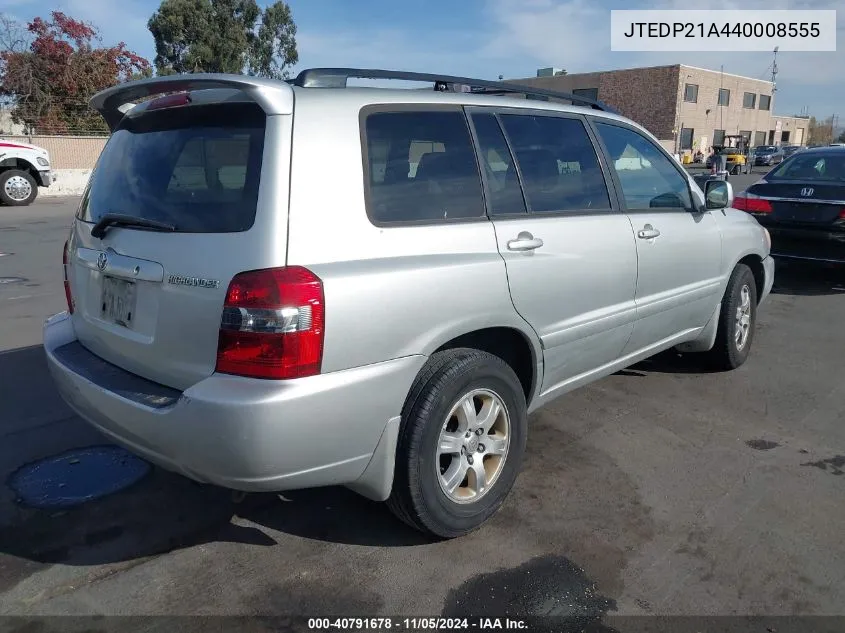 2004 Toyota Highlander V6 VIN: JTEDP21A440008555 Lot: 40791678