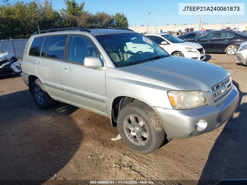 2004 Toyota Highlander V6 W/3Rd Row (A5) VIN: JTEEP21A240061873 Lot: 40805741