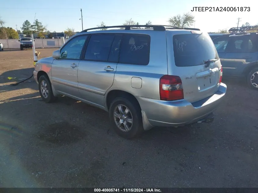 2004 Toyota Highlander V6 W/3Rd Row (A5) VIN: JTEEP21A240061873 Lot: 40805741