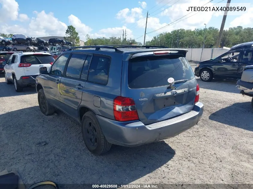 JTEGD21AX40089549 2004 Toyota Highlander