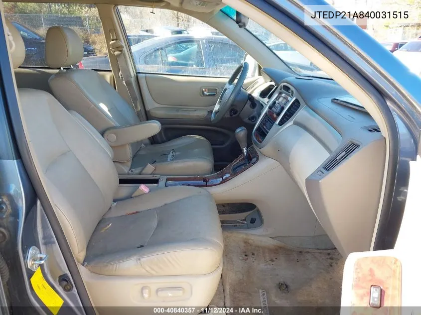 JTEDP21A840031515 2004 Toyota Highlander Limited V6