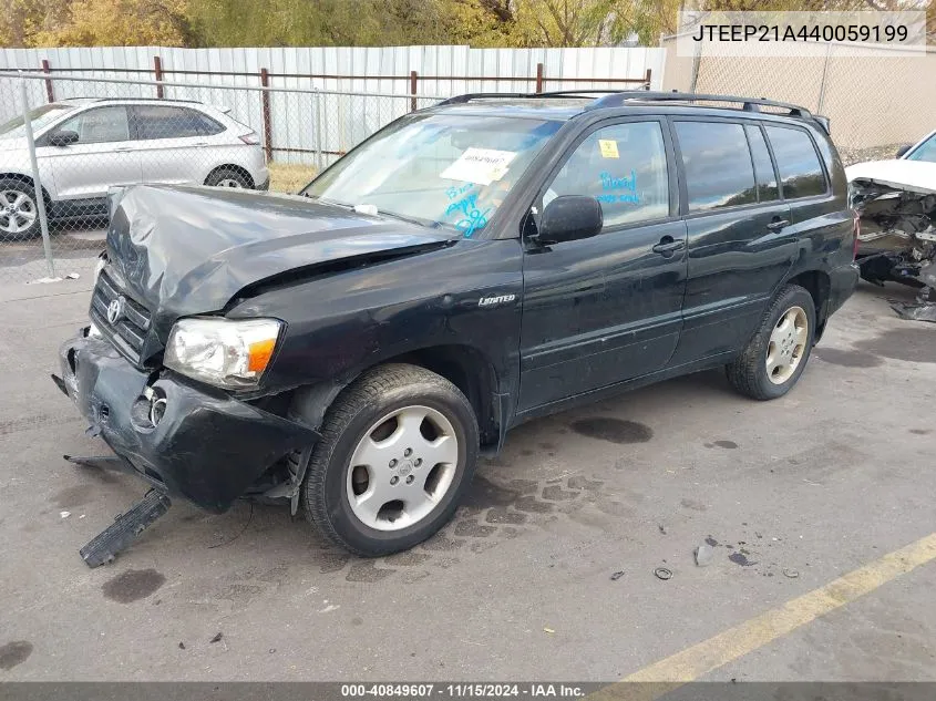 2004 Toyota Highlander Limited V6 VIN: JTEEP21A440059199 Lot: 40849607