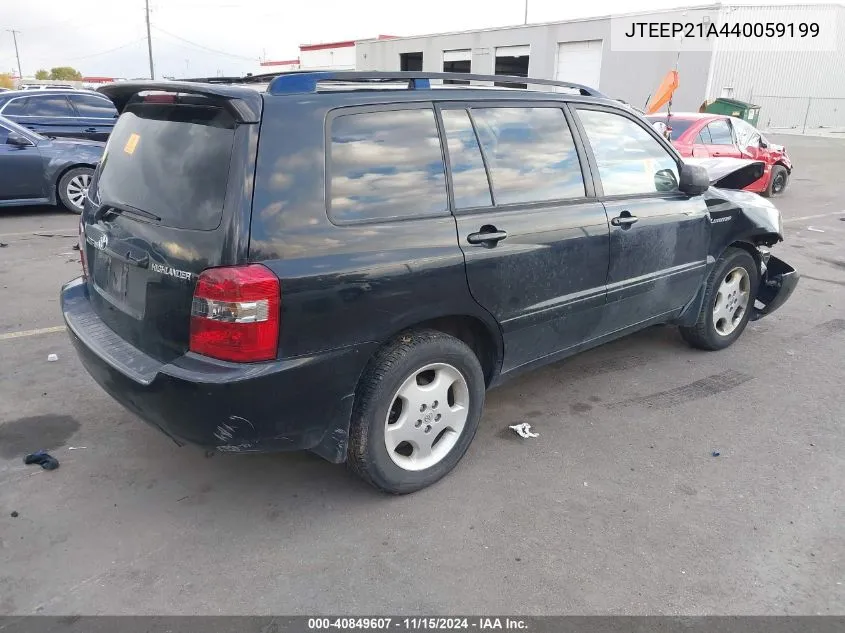 2004 Toyota Highlander Limited V6 VIN: JTEEP21A440059199 Lot: 40849607