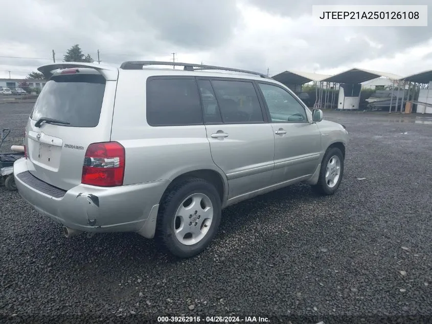 2005 Toyota Highlander Limited V6 VIN: JTEEP21A250126108 Lot: 39262915