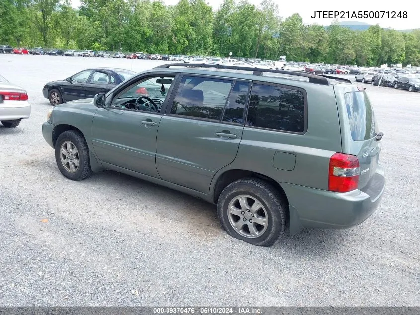 2005 Toyota Highlander V6 VIN: JTEEP21A550071248 Lot: 39370476