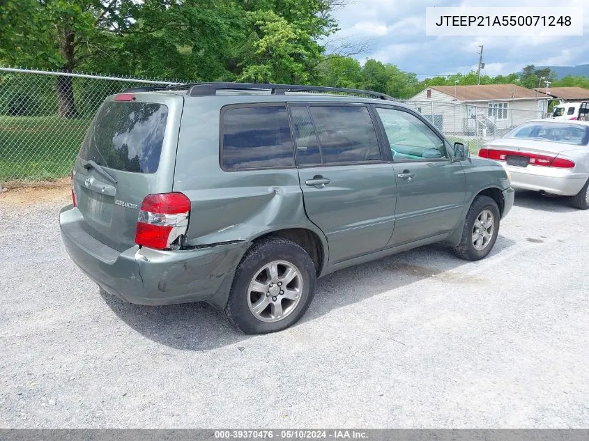 2005 Toyota Highlander V6 VIN: JTEEP21A550071248 Lot: 39370476