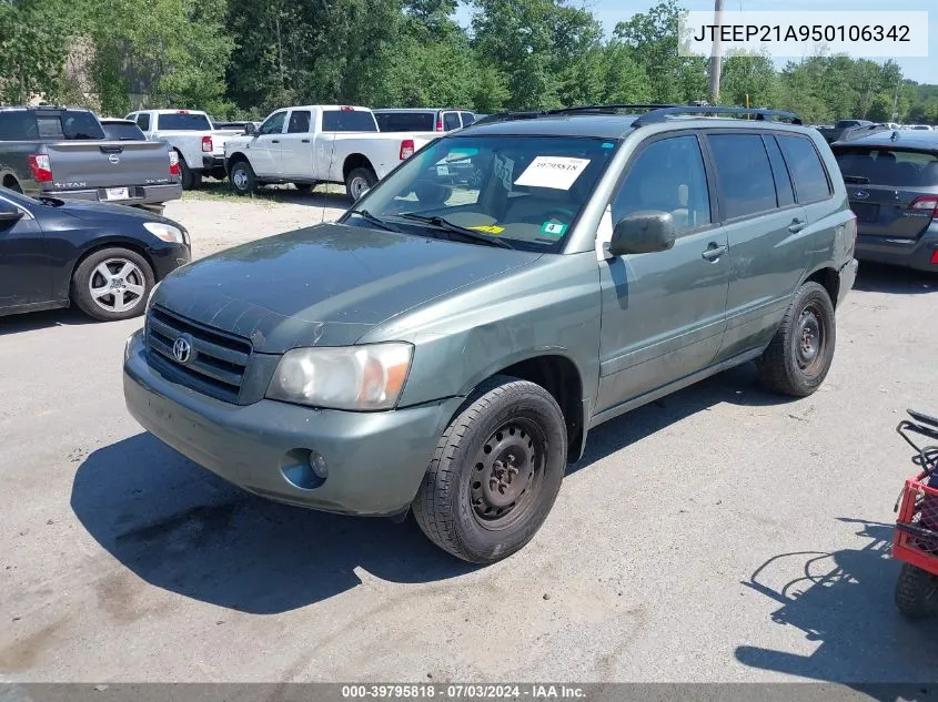 2005 Toyota Highlander V6 VIN: JTEEP21A950106342 Lot: 39795818