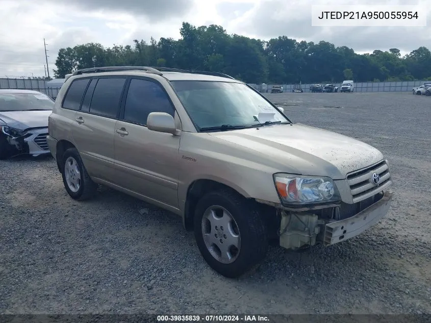 2005 Toyota Highlander Limited V6 VIN: JTEDP21A950055954 Lot: 39835839