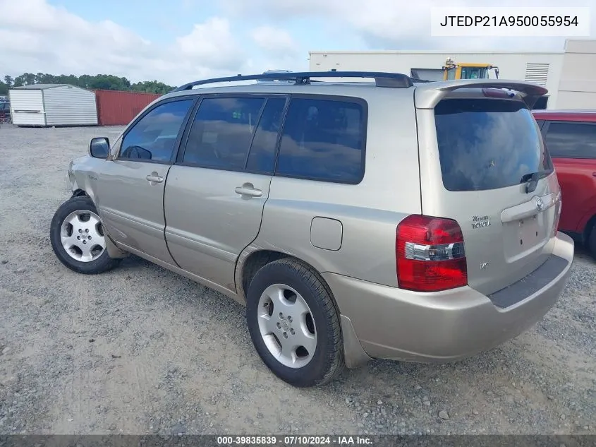 2005 Toyota Highlander Limited V6 VIN: JTEDP21A950055954 Lot: 39835839