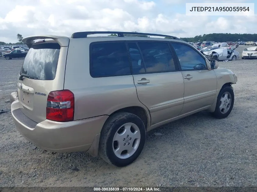 2005 Toyota Highlander Limited V6 VIN: JTEDP21A950055954 Lot: 39835839