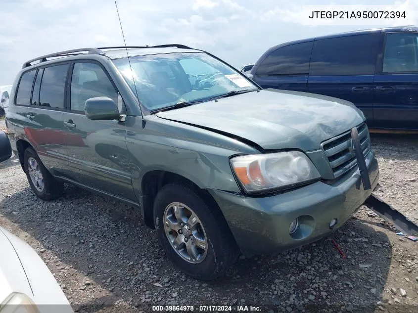 2005 Toyota Highlander V6 VIN: JTEGP21A950072394 Lot: 39864978