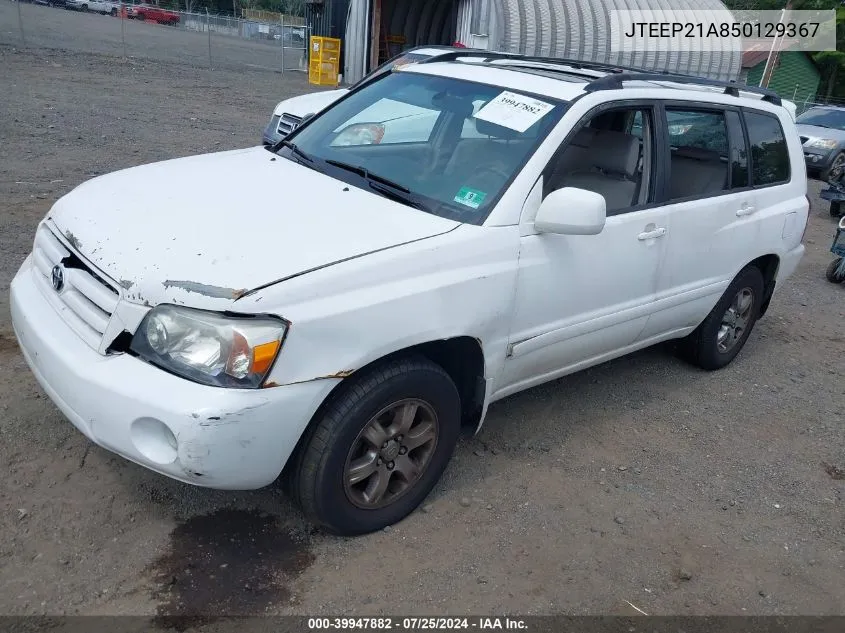 2005 Toyota Highlander V6 VIN: JTEEP21A850129367 Lot: 39947882