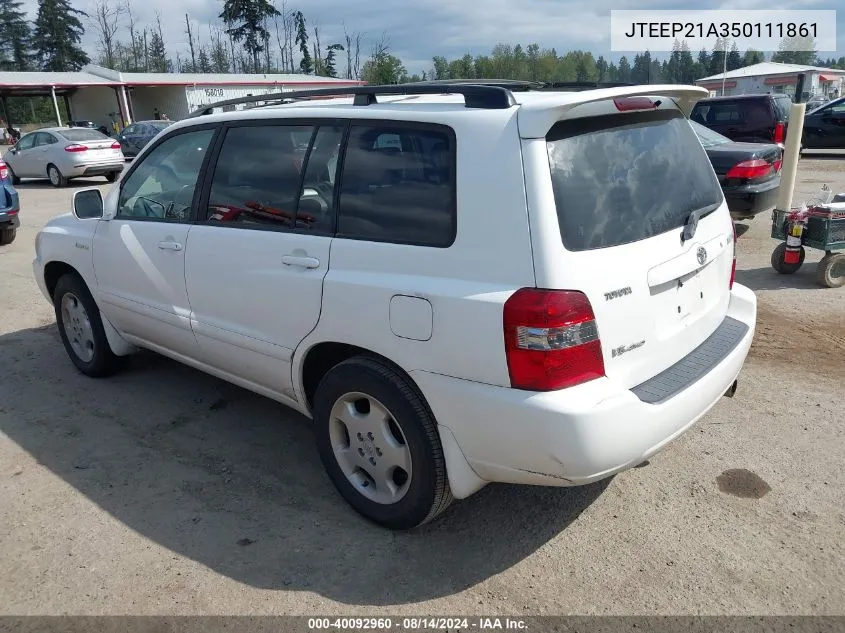 2005 Toyota Highlander Limited V6 VIN: JTEEP21A350111861 Lot: 40092960