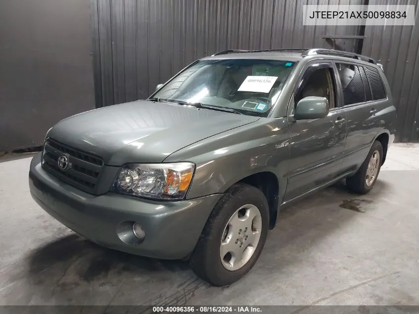 2005 Toyota Highlander Limited V6 VIN: JTEEP21AX50098834 Lot: 40096356