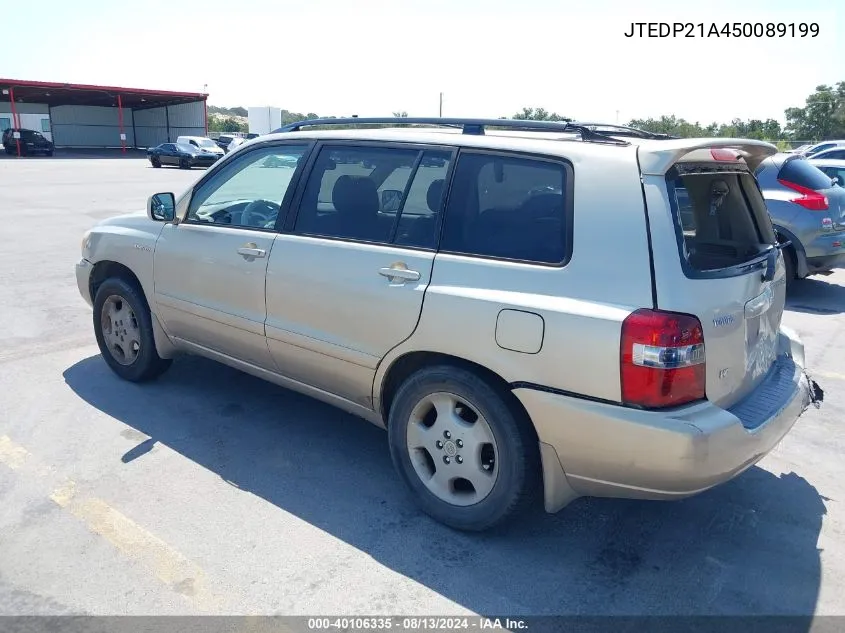 2005 Toyota Highlander Limited V6 VIN: JTEDP21A450089199 Lot: 40106335