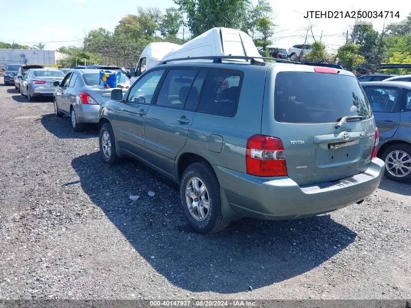 2005 Toyota Highlander VIN: JTEHD21A250034714 Lot: 40147937