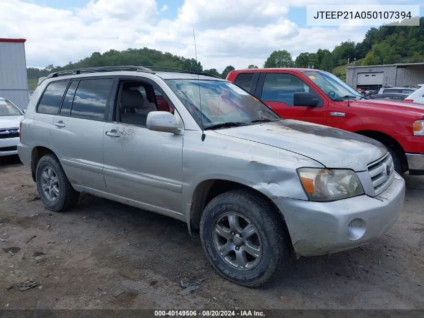 2005 Toyota Highlander V6 VIN: JTEEP21A050107394 Lot: 40149506