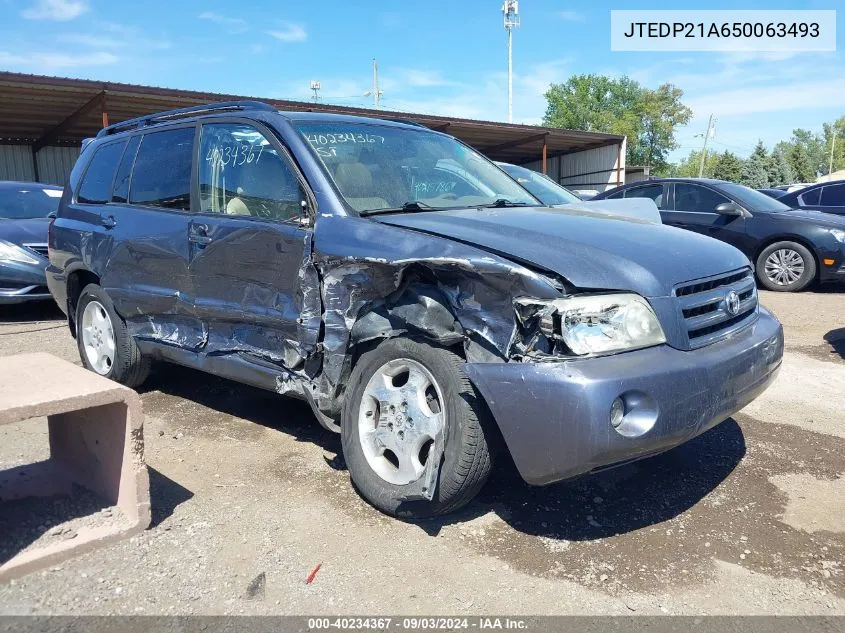 2005 Toyota Highlander Limited V6 VIN: JTEDP21A650063493 Lot: 40234367