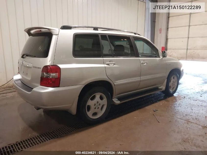 2005 Toyota Highlander Limited V6 VIN: JTEEP21A150122289 Lot: 40234621