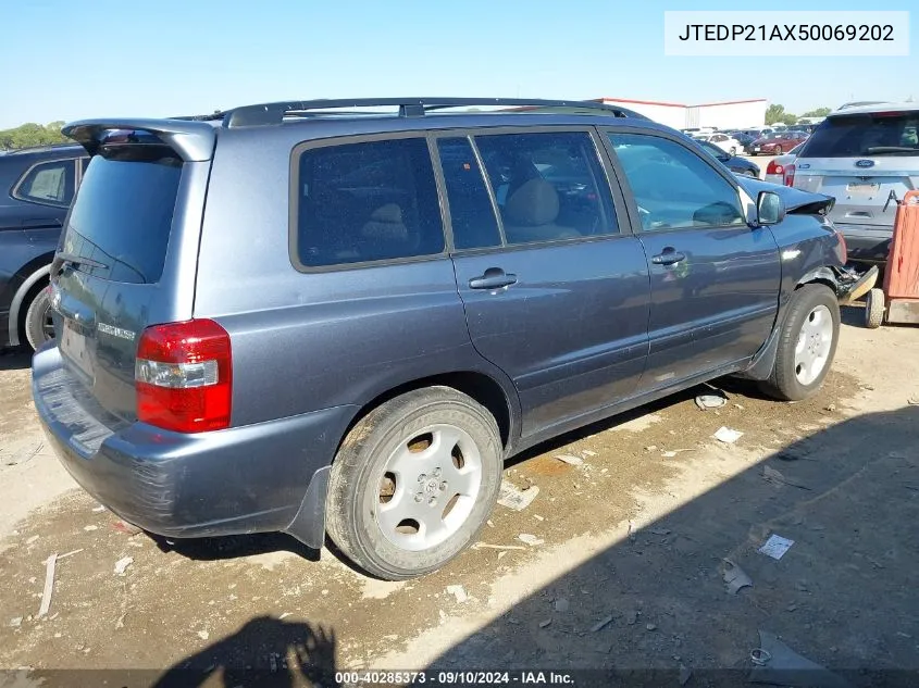 2005 Toyota Highlander Limited VIN: JTEDP21AX50069202 Lot: 40285373