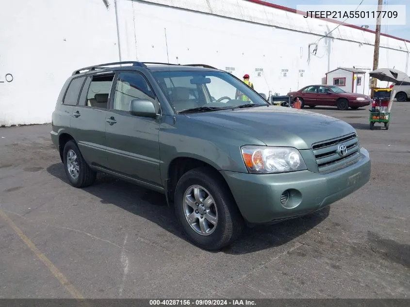 2005 Toyota Highlander V6 VIN: JTEEP21A550117709 Lot: 40287156