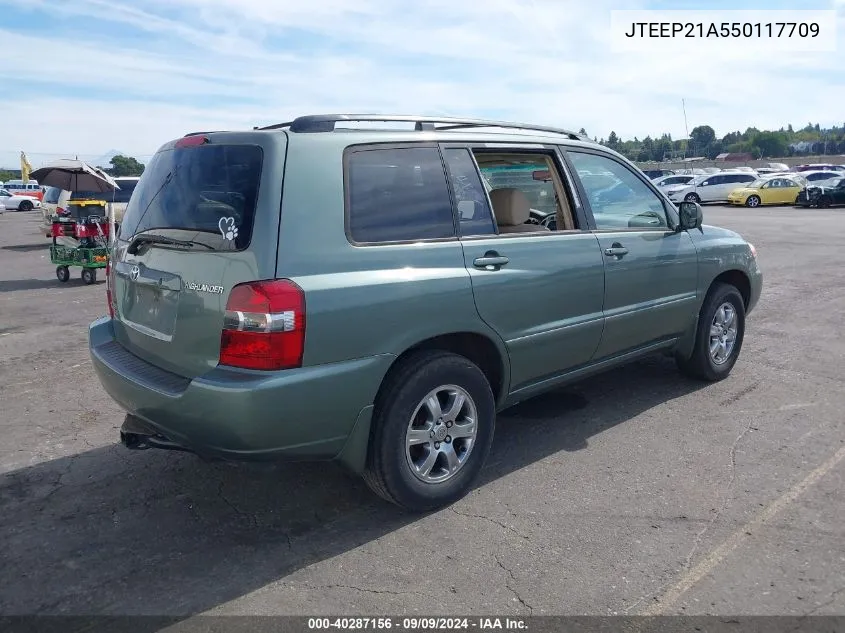 2005 Toyota Highlander V6 VIN: JTEEP21A550117709 Lot: 40287156