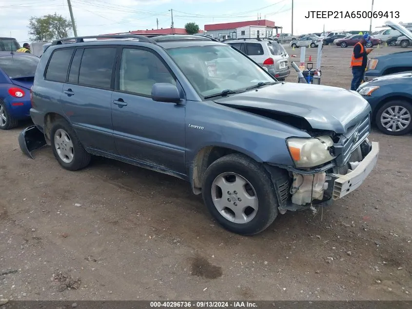 2005 Toyota Highlander Limited V6 VIN: JTEEP21A650069413 Lot: 40296736