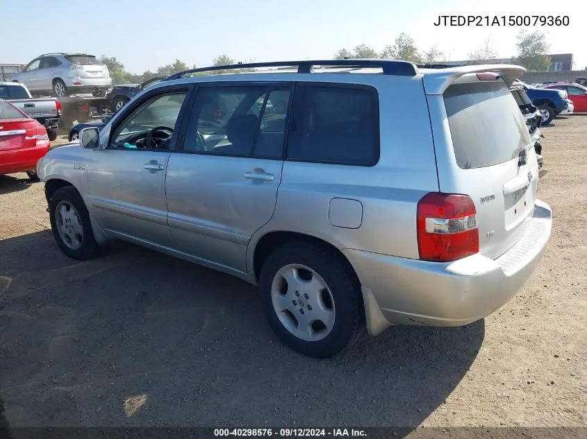 2005 Toyota Highlander Limited V6 VIN: JTEDP21A150079360 Lot: 40298576