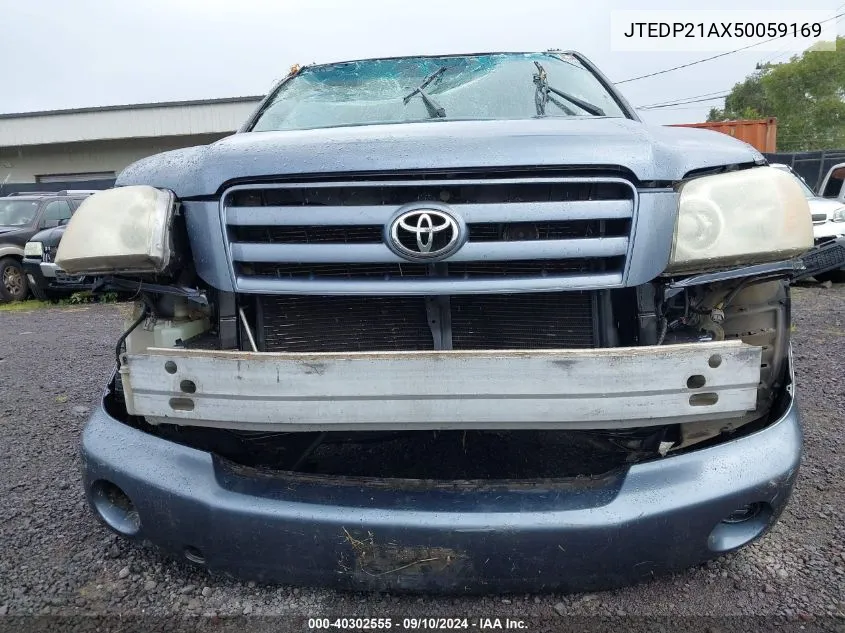 2005 Toyota Highlander Limited V6/V6 VIN: JTEDP21AX50059169 Lot: 40302555