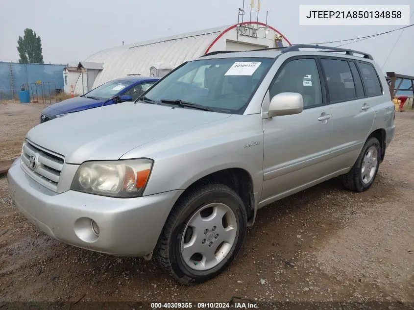 2005 Toyota Highlander Limited V6 VIN: JTEEP21A850134858 Lot: 40309355