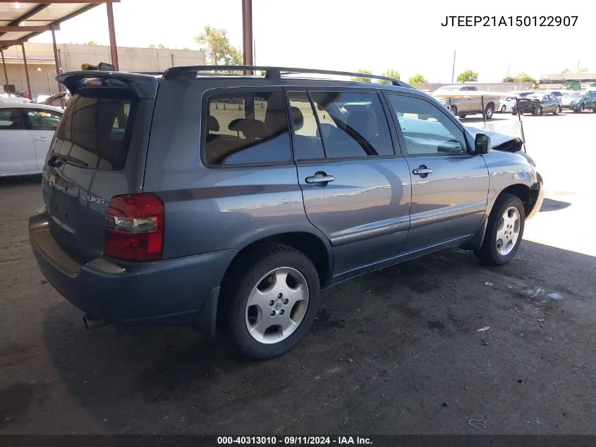 2005 Toyota Highlander Limited V6 VIN: JTEEP21A150122907 Lot: 40313010