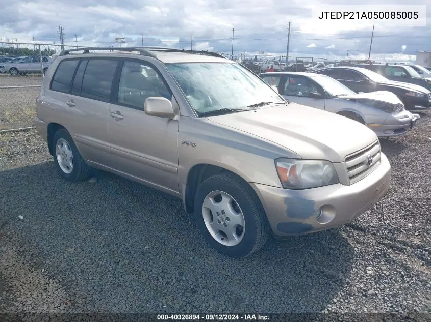 2005 Toyota Highlander Limited V6 VIN: JTEDP21A050085005 Lot: 40326894