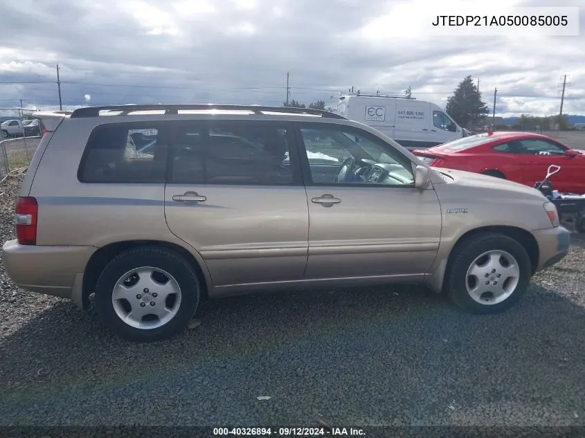 2005 Toyota Highlander Limited V6 VIN: JTEDP21A050085005 Lot: 40326894