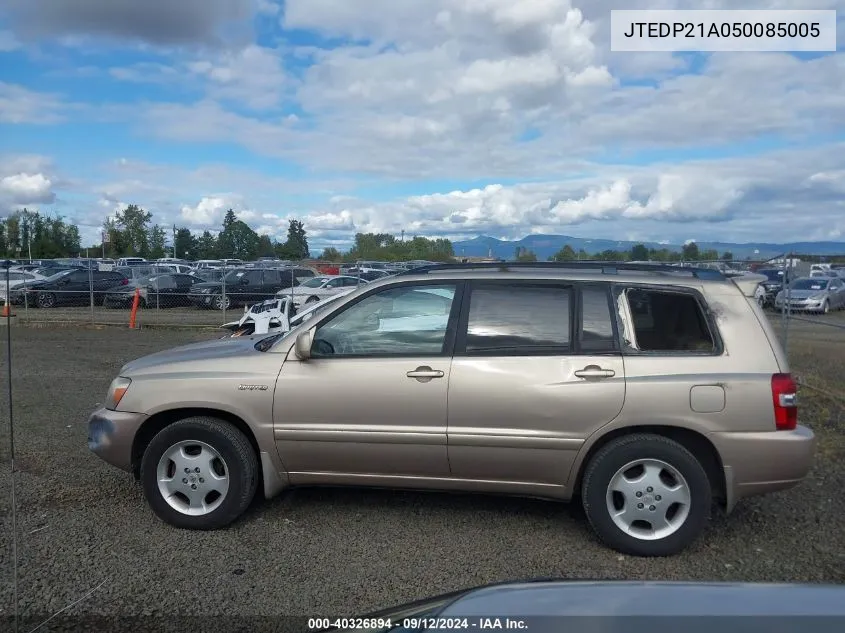 2005 Toyota Highlander Limited V6 VIN: JTEDP21A050085005 Lot: 40326894